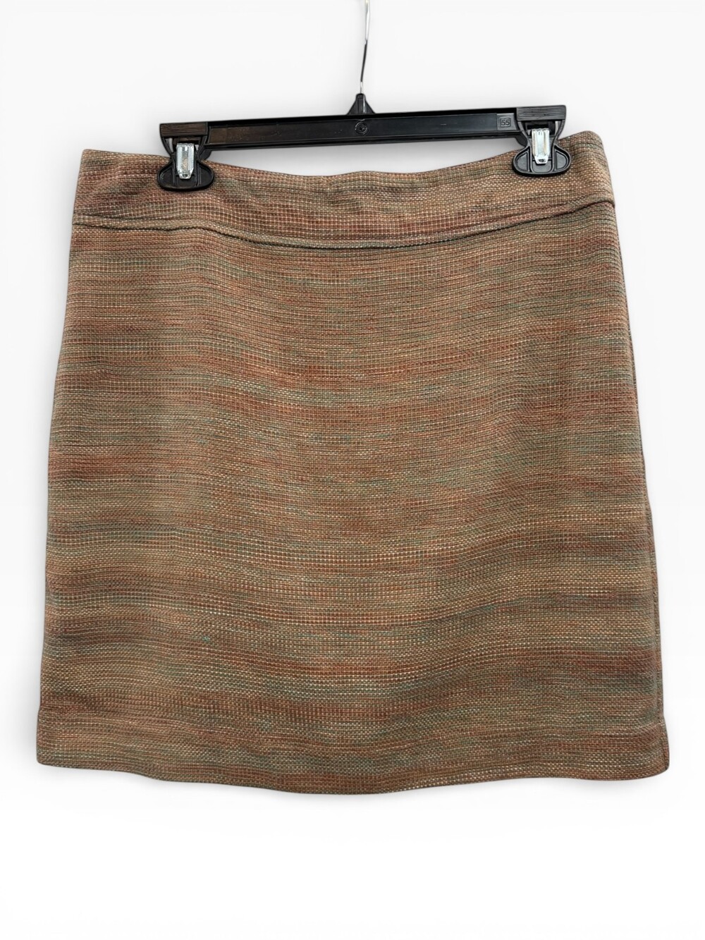 LOFT Brown Striped Tweed Straight Mini Skirt Size 8 Zip